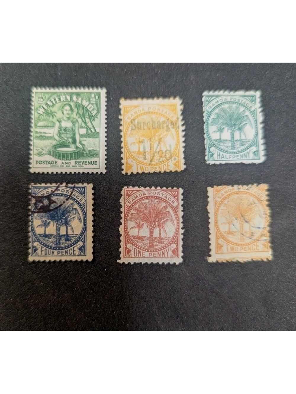 Samoa 1886 Palm Trees collection old lot Of 6  MLH & Used Stamps